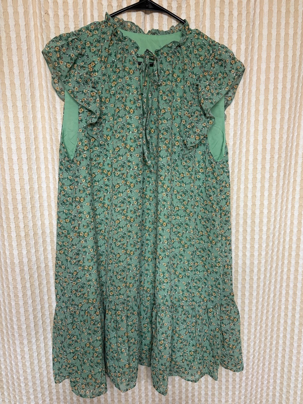 Green Floral Ruffle Dress
